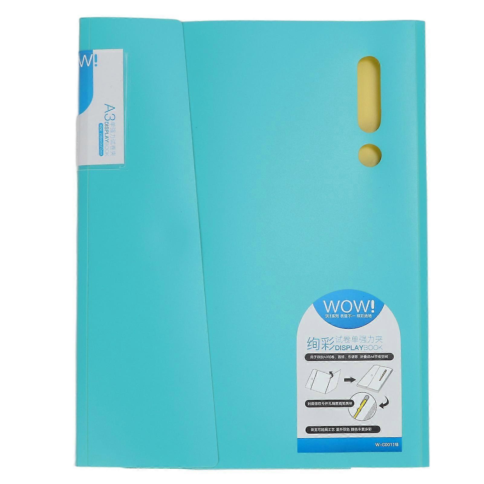 Portable Green Exclamation Point Shape Elastic File Folder - A3A4 Test Paper Storage Bag