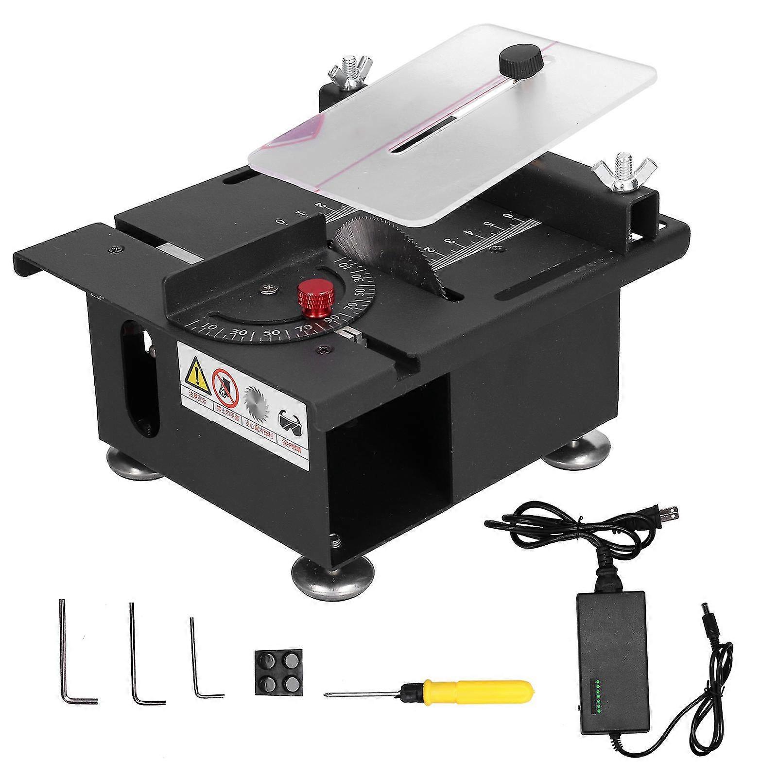 100W Mini Sliding Rail Adjustable Table Saw Cutting Machine 110V-240V for Woodworking (US Plug)