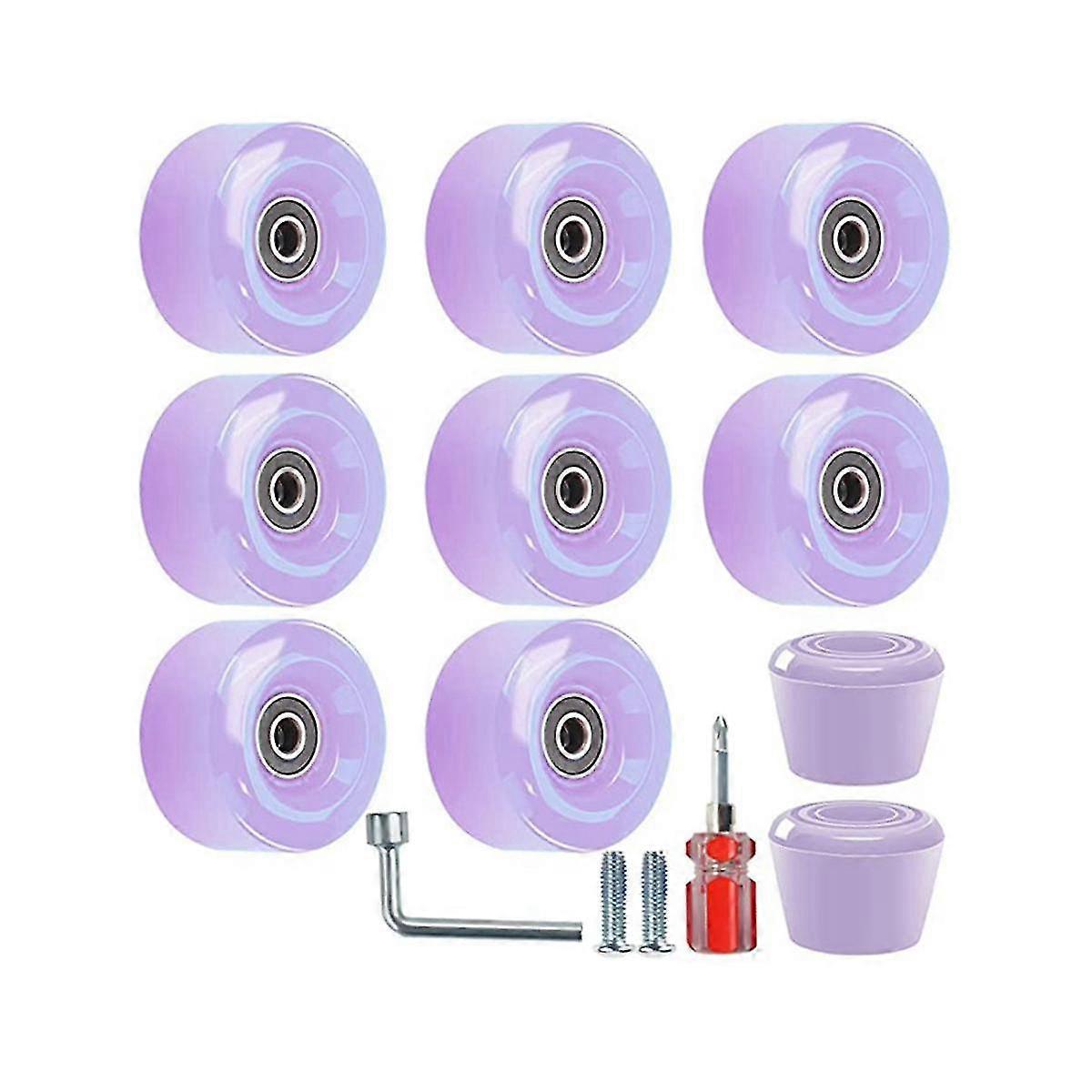 8-piece 32 X 58mm, 82a Skate Wheels With Bearings, 2 Toe Plugs, For Outdoor Or Indoor Use