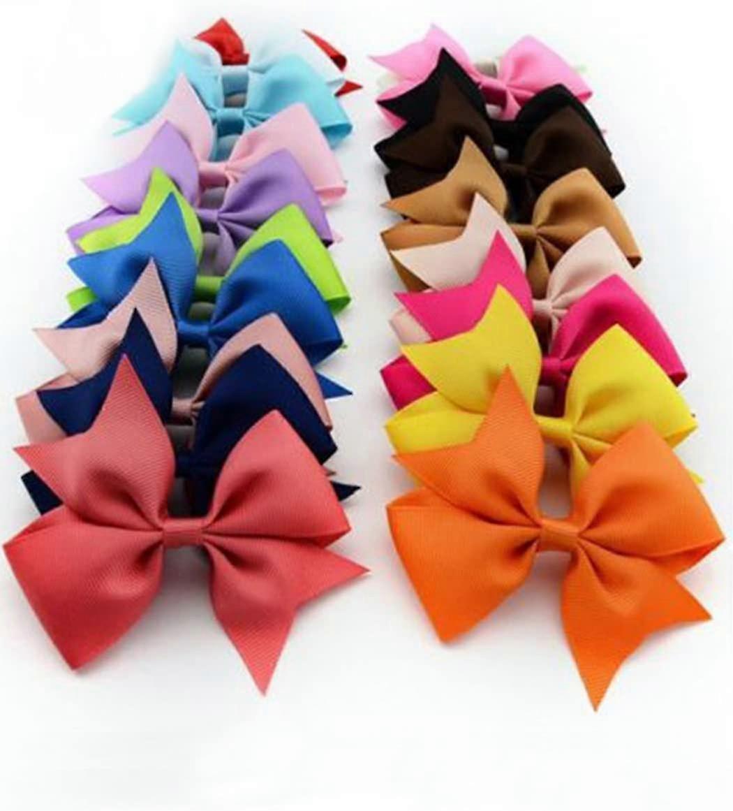 20pcs Girls Ribbon Bow Hair Clip Kids Alligator Clips Party Hair Accessories (couru