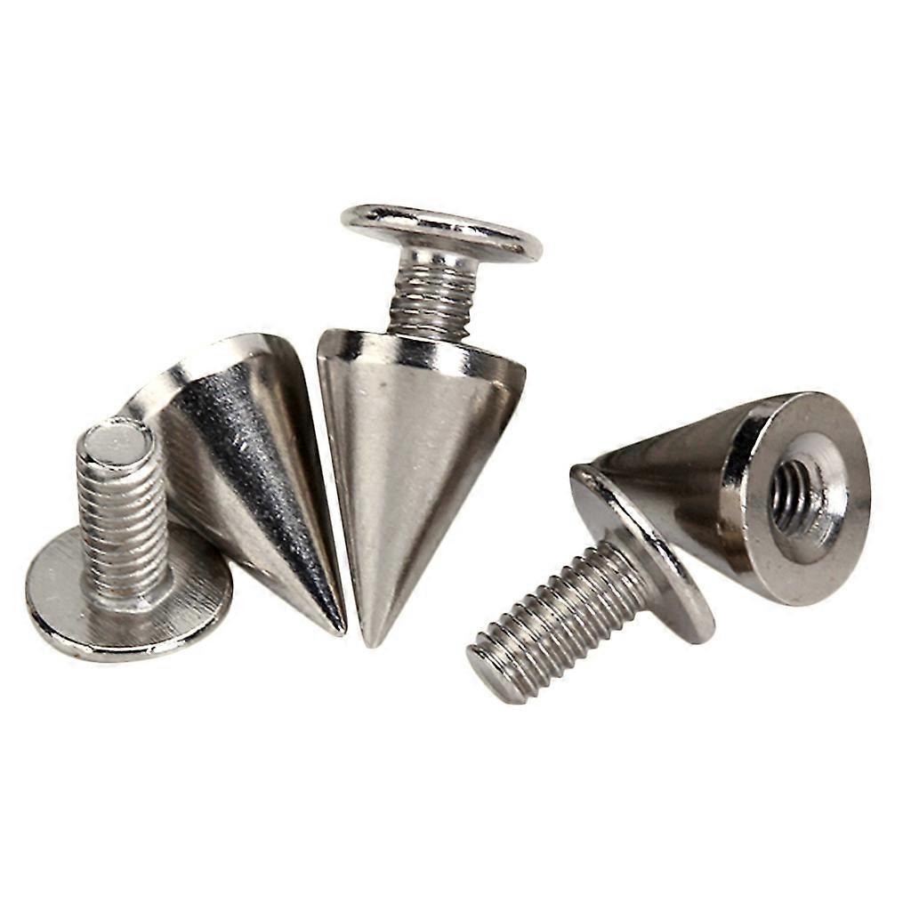 10 Sets Cone Screwback Pointed Studs 10mm Silver