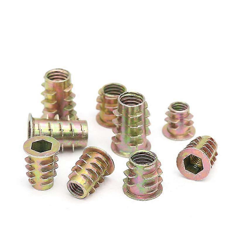 M4 M6 M8 Metal Hexagon Socket Head Recessed Insert Nut E-Nut For Wood Furniture Internal and External Thread Zinc Alloy 30 Pieces