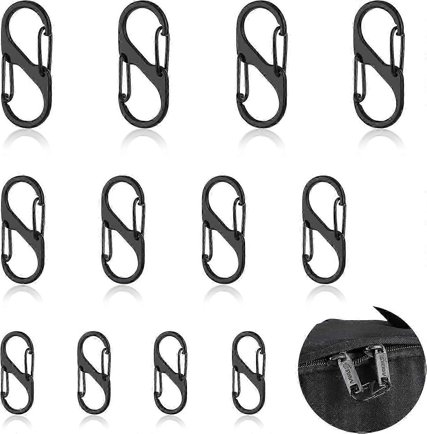 12|24PCS Zipper Lock Clips Theft Deterrent Dual Opening Zipper Clips Zipper Pull Quick Disconnect Carabiner for Luggage Backpack