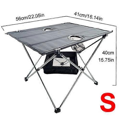 Portable folding table with water cup hole, ultralight and compact camping table with transport bag for outside, fishing and hiking
