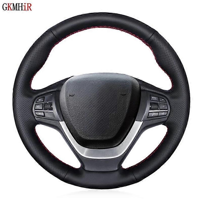 DIY Black Artificial Leather Hand-Stitched Soft Vehicle Interior CarSteering Wheel Cover For BMW X3 F25 2010-2017 X4 F26 2014