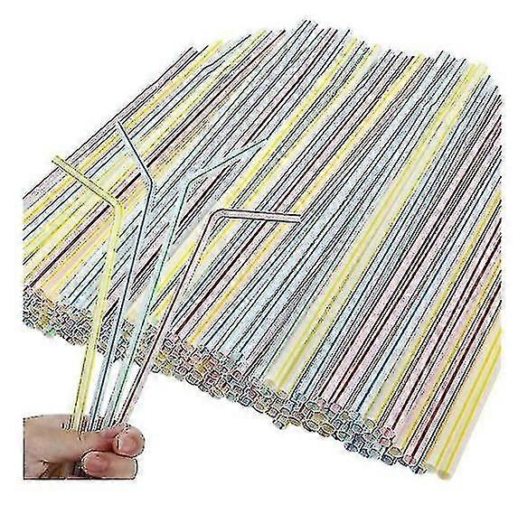 200 Pieces Multicolored Plastic Drinking Straws