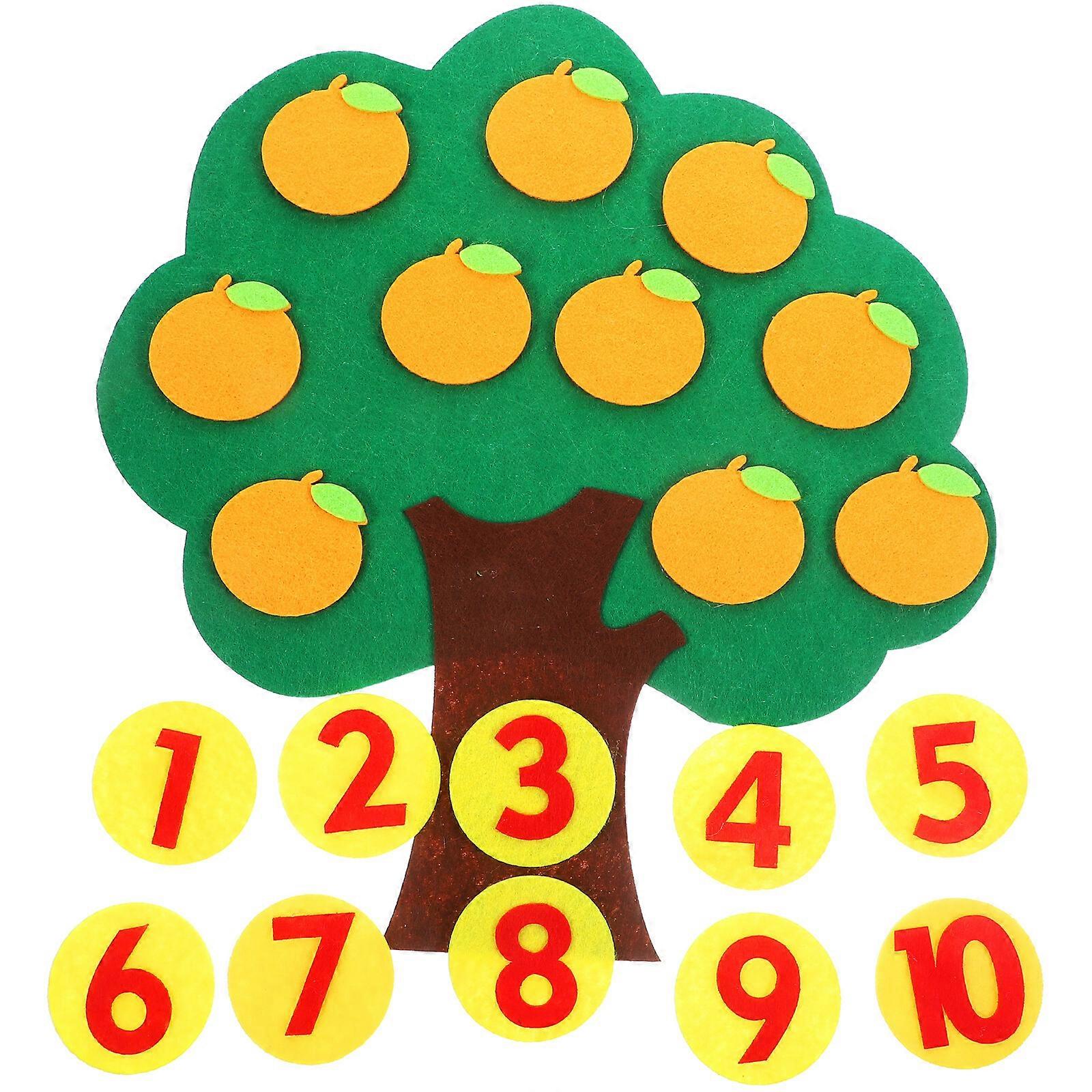 1 Set of Non-woven Fruit Tree Digital Cognitive Pairing Toy Counting Fruit Game Toy