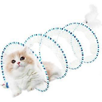 Cat Toys(Blue),Foldable Cat Tunnel,Feather Toys with Bell for Cats,Cat Tube Play Pet Toy for Kittens for Kittens for Kittens,Yellow