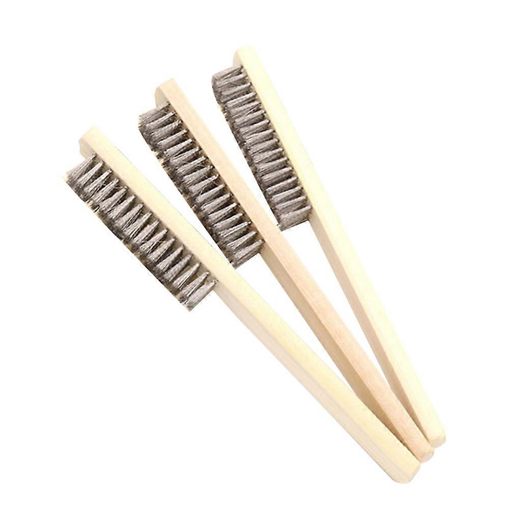 3 Pieces 8 Inches Wire Scratch Brush with Wooden Handle, Multi-Purpose Handle