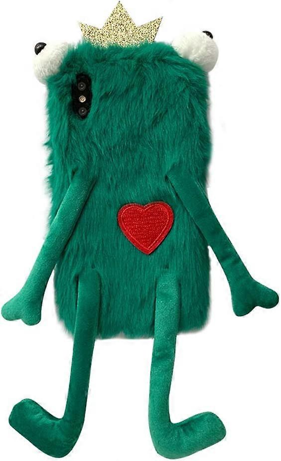 Fur Rabbit Compatible with iPhone 12 Pro, Cute Toy Warm Handmade Bunny Furry Soft Fur Diamond Plush Leopard Print Case Protective Covers (Plush Frog, 