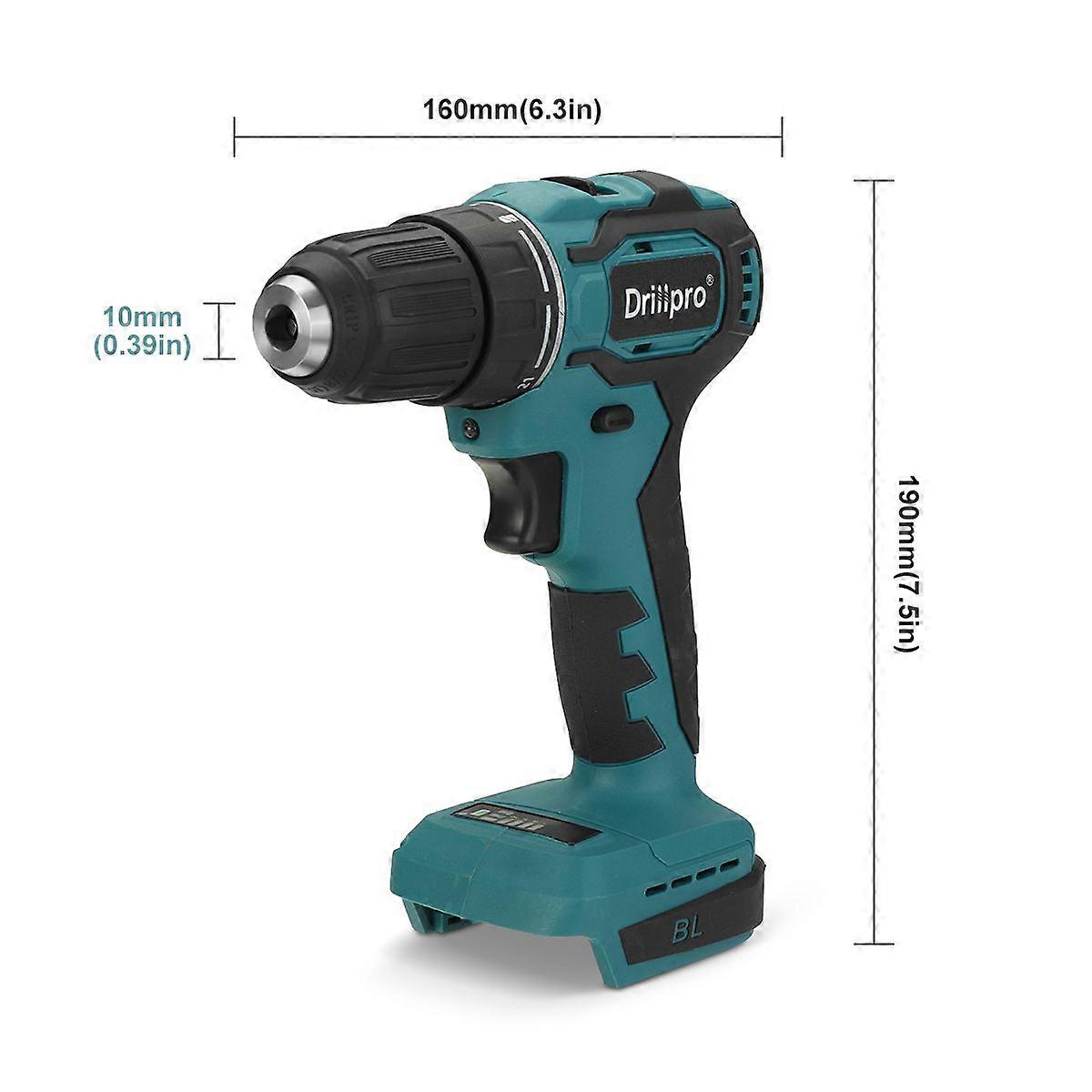 Drillpro 3 in 1 Brushless Electric Drill Screwdriver 21+1 Torque Cordless Driver Power Tool 10mm 13mm for Makita 18V Battery