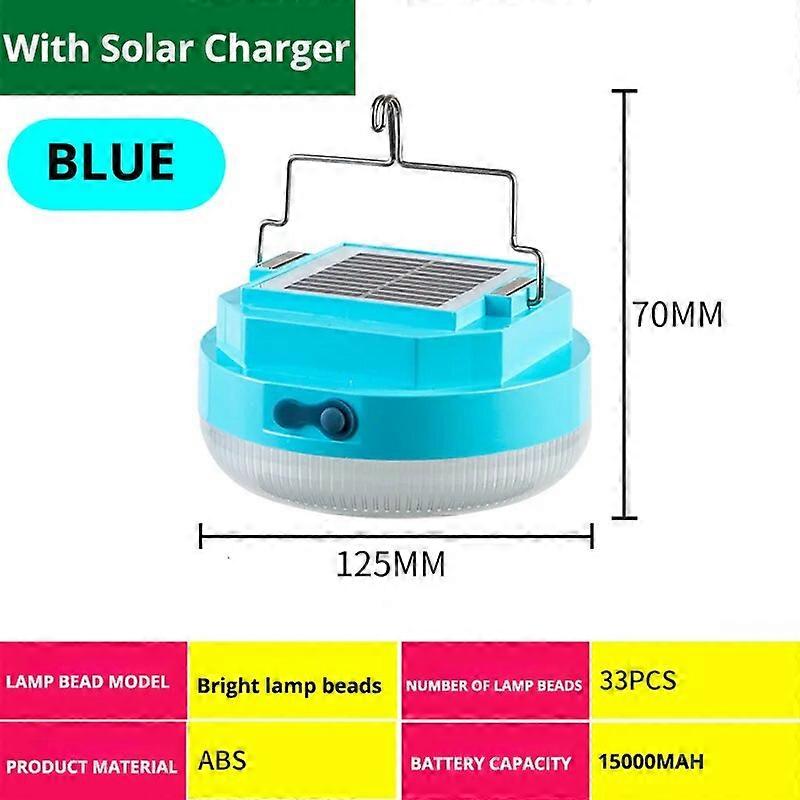 15600mAh Solar Rechargeable LED Camping Strong Light with Magnet Portable Torch Tent Light Work Maintenance Lighting 100000lums