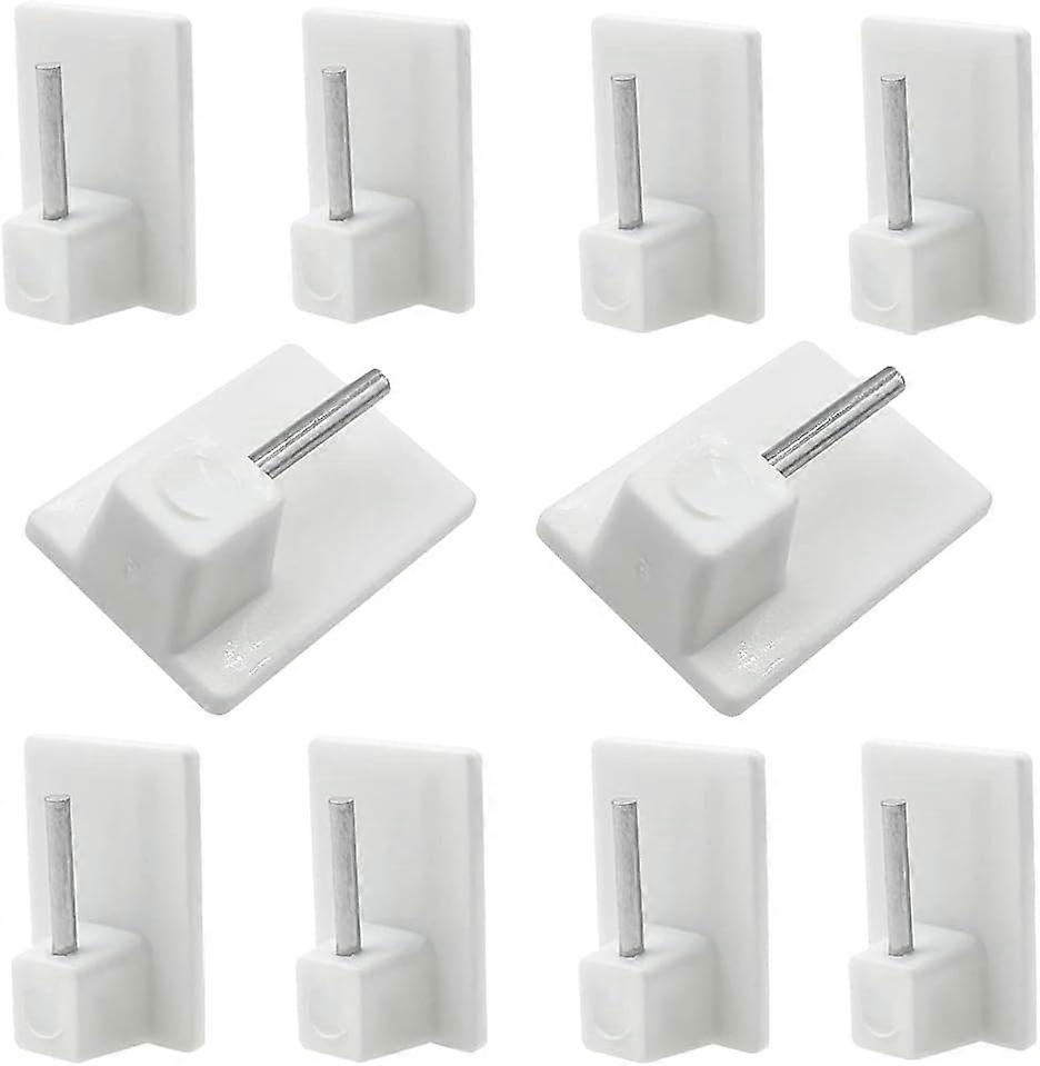 Self Adhesive Hooks,50Pcs Plastic Sticky End Window Hook for Net Curtain Rods