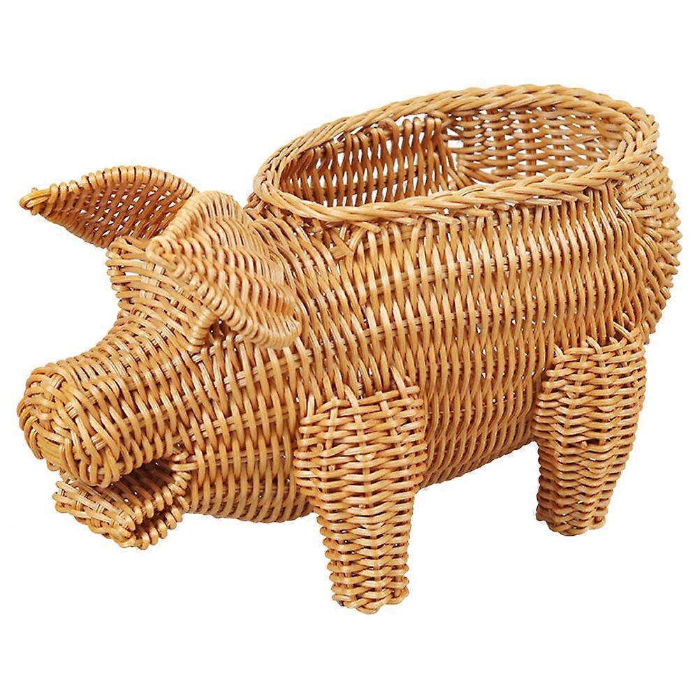 Imitasjon Rattan vevd fruktkurv gris formet frukt kurv mat servering holder