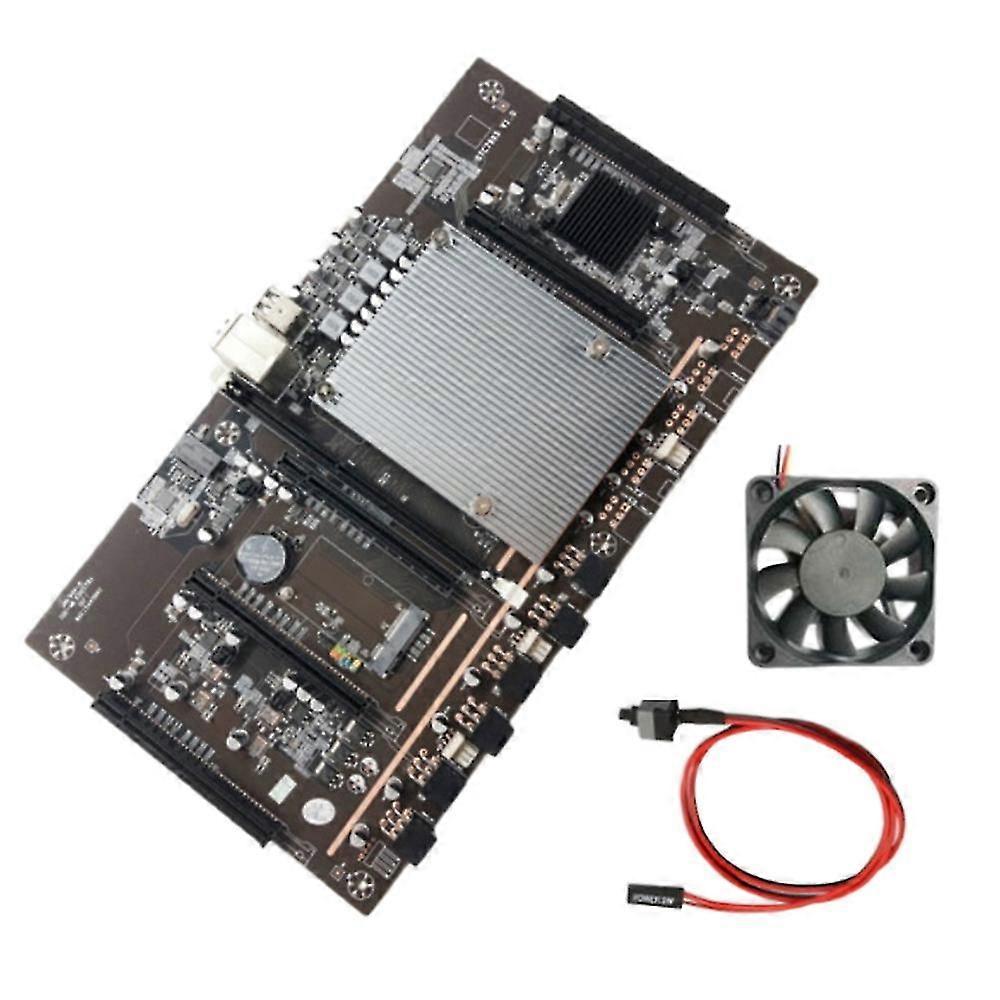 X79 H61 BTC Mining Motherboard 5X PCI-E 8X mit Lüfter + Schalterkabel LGA 2011 DDR3 unterstützt 32G