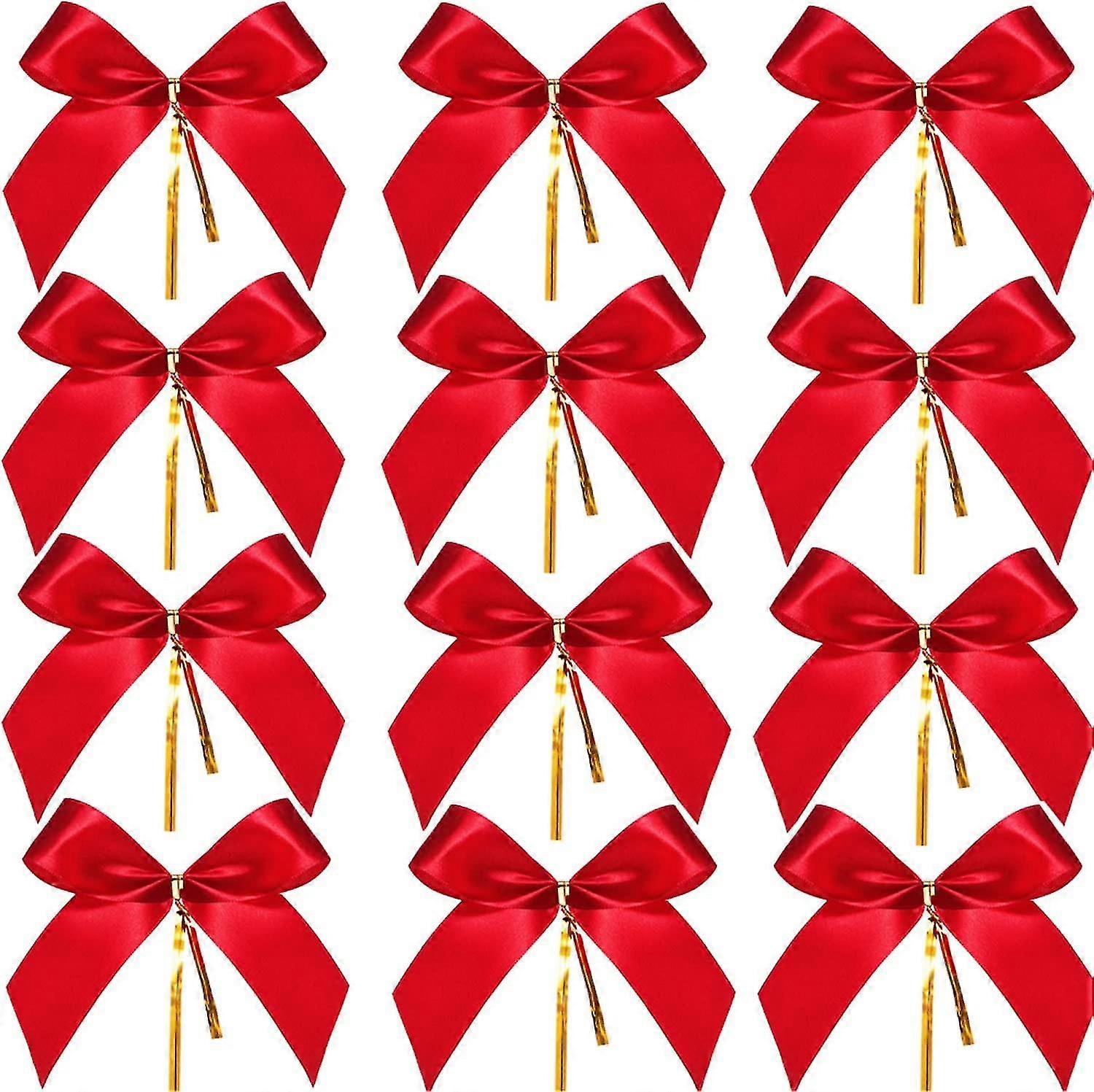 50pcs Christmas Bow Red Ribbon Bow
