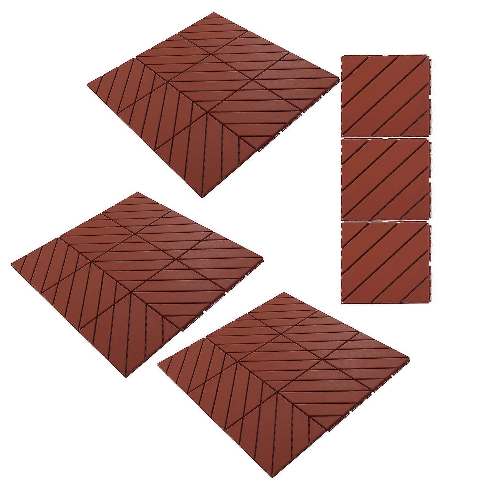 30 Pcs Brown Plastic Interlocking Deck Tiles 300x300x20mm Waterproof