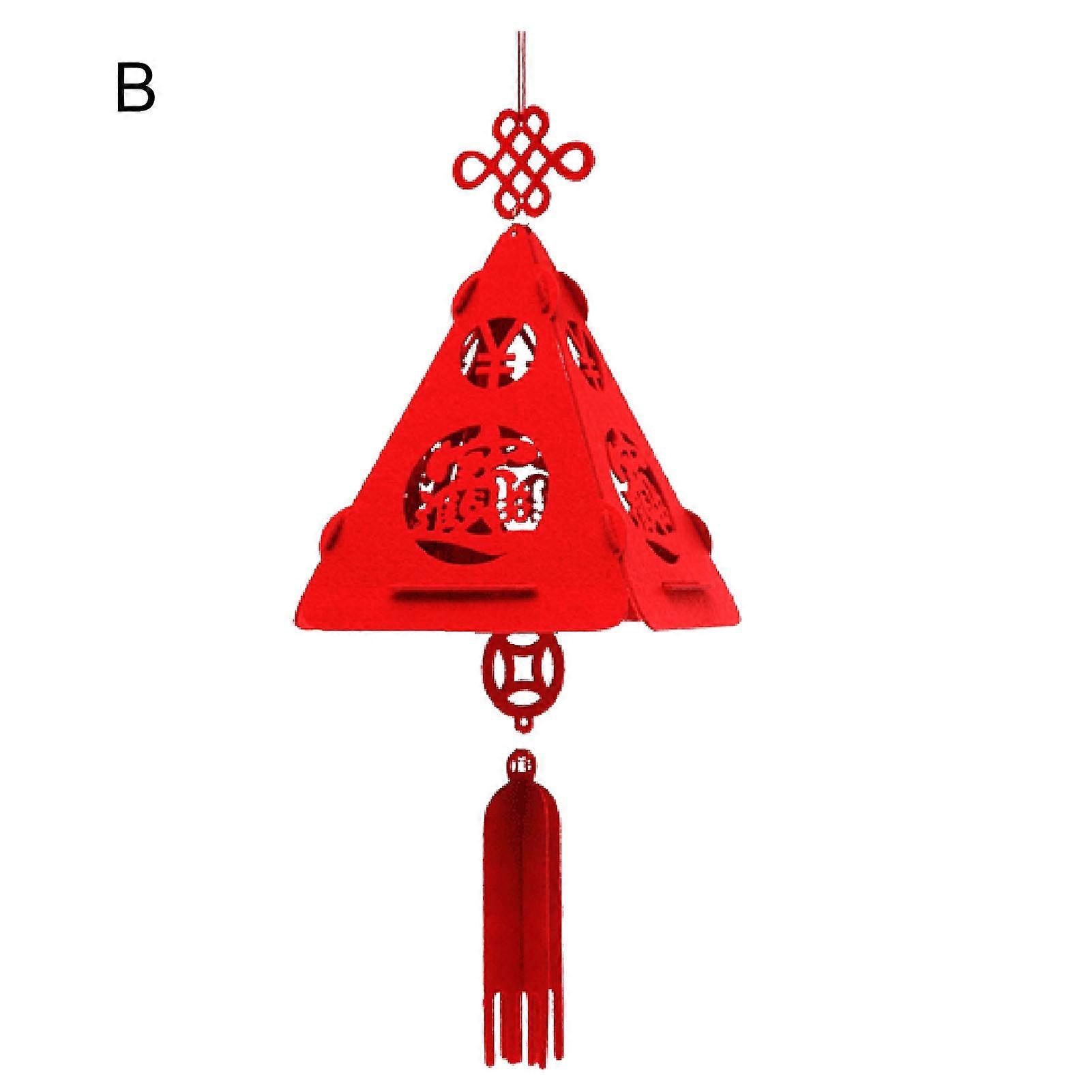 Pyramid Shape Design Self-assembled Felt Lantern Hanging Pendant New Year Decor JIKAIX