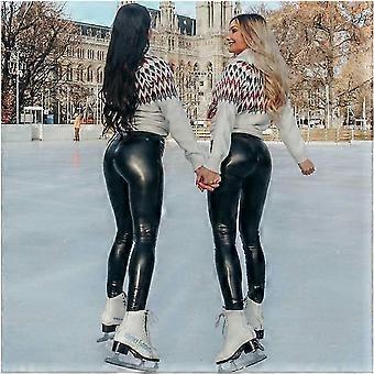 女性&アポス;s伸縮性フェイクレザーレギンスパンツ、セクシー