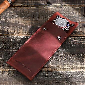 Vintage Cow Leather Single Slot Watch Storage Case Portable Watch Case Watch Holder Travel Wrist Jewelry Case Organizer
