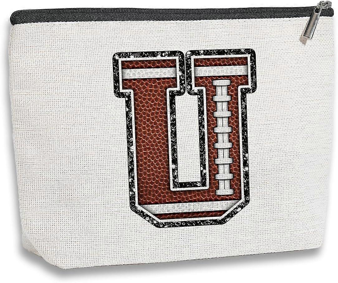 هدايا كرة القدم الأولية الشخصية حقيبة مكياج حقائب مستحضرات التجميل بحرف واحد من الحروف هدايا كرة القدم للنساء الفتيات مدرب عشاق كرة القدم لاعبين هدية فريق كرة القدم