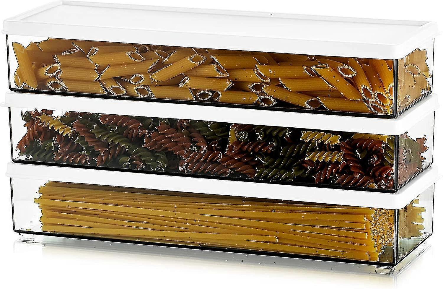 Hermetic Plastic Pasta Storage, Spaghetti Pot With Lids, Rectangular Pasta Containers