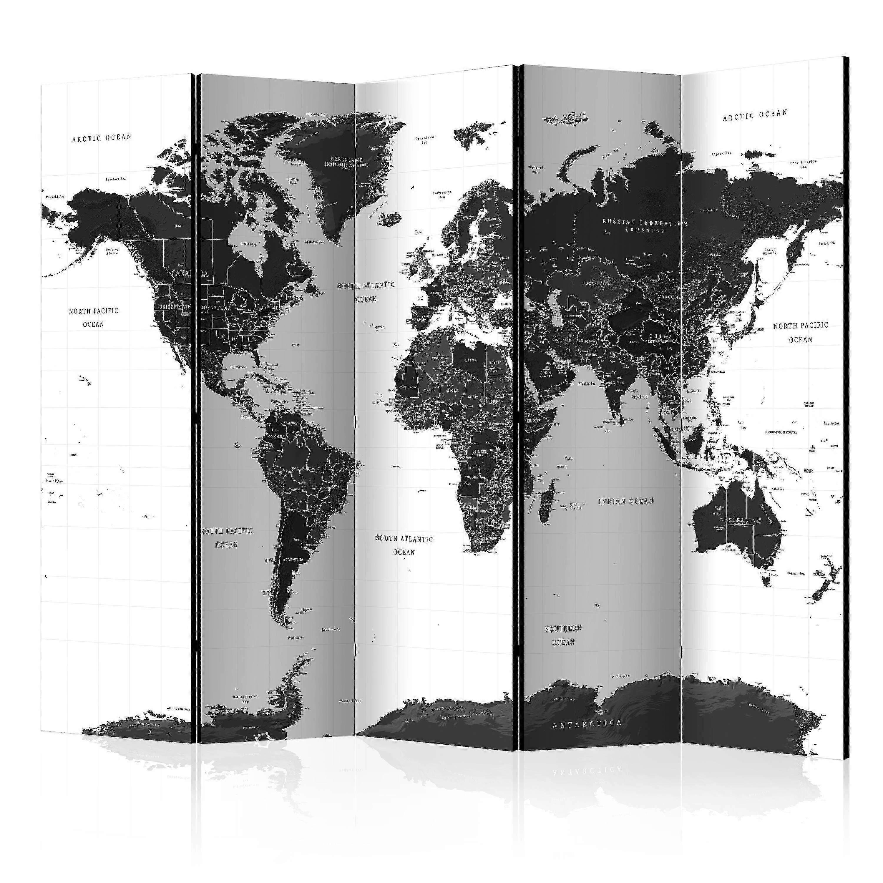 Room Divider - Black and White Map II
