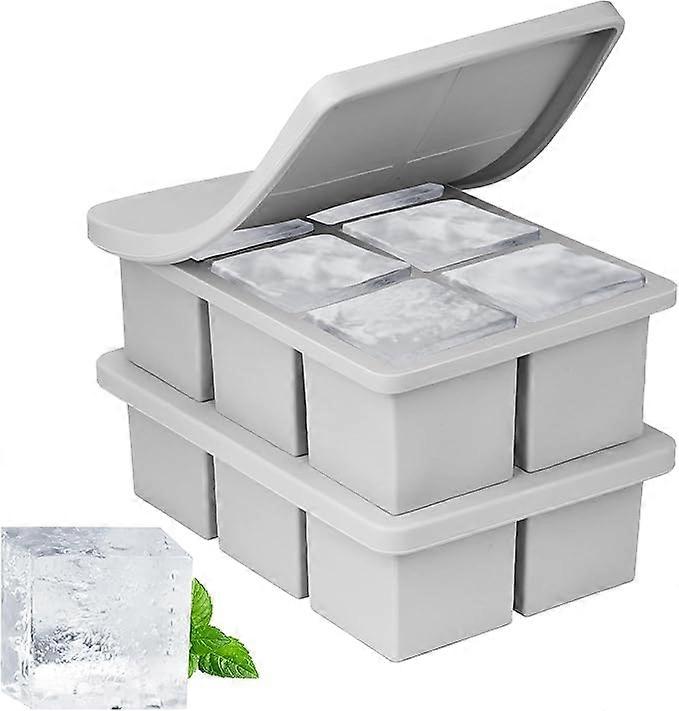 Large Ice Cube Tray  2-Pack Silicone Ice Cube Trays for Whiskey, Big Square Ice Trays for Freezing, Huge Ice Cube Maker for Cocktails