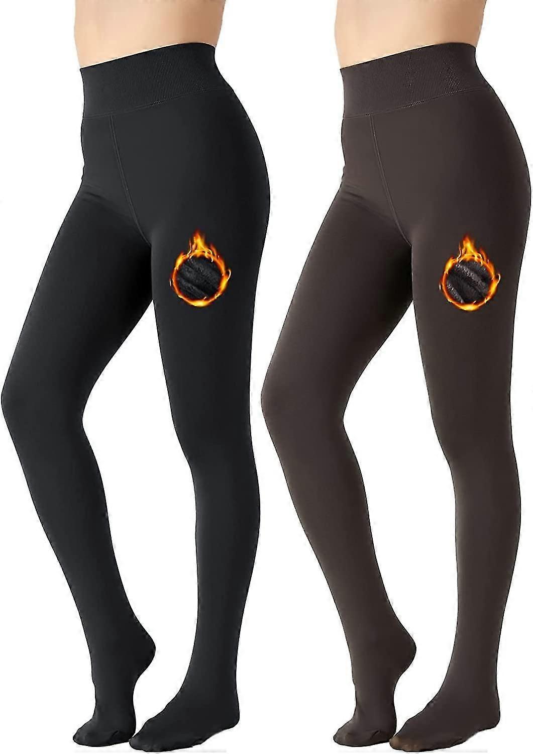 Fleeceforede leggings Kvinder Vintervarme Tykke Strømpebukser Termofløjlbukser Mavekontrol Blød Stretchy
