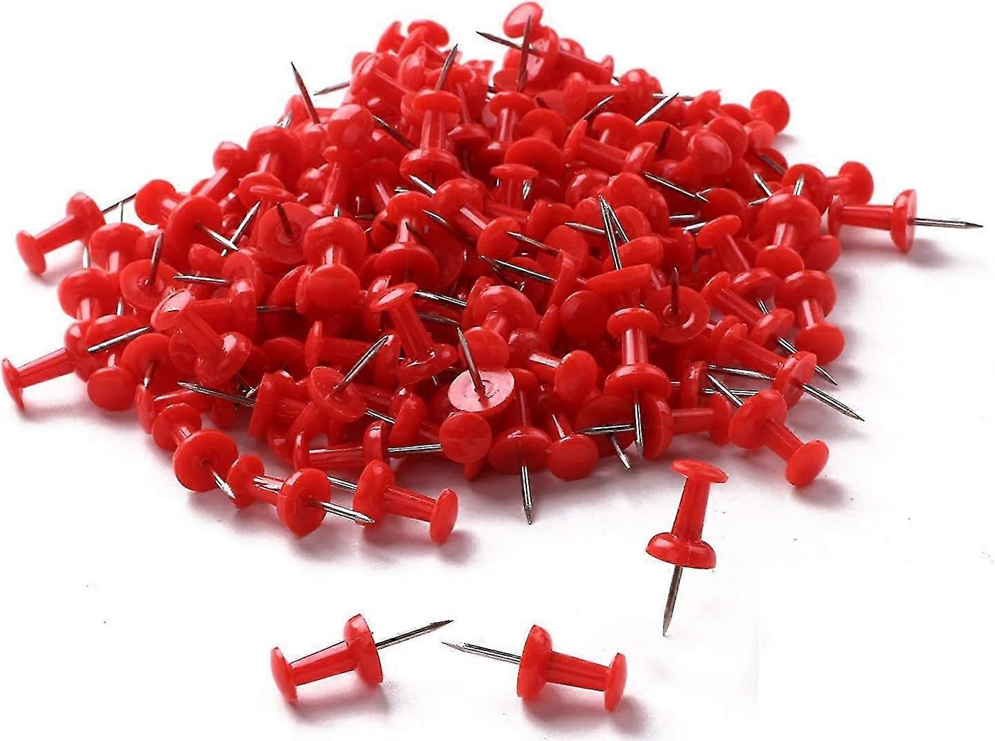 200pcs البلاستيك الملون دفع دبابيس خريطة الزخرفية الإبهام المسامير مع الصلب للوحة الإعلانات ودي كرافت استخدام المكتب المنزلي (الأحمر)