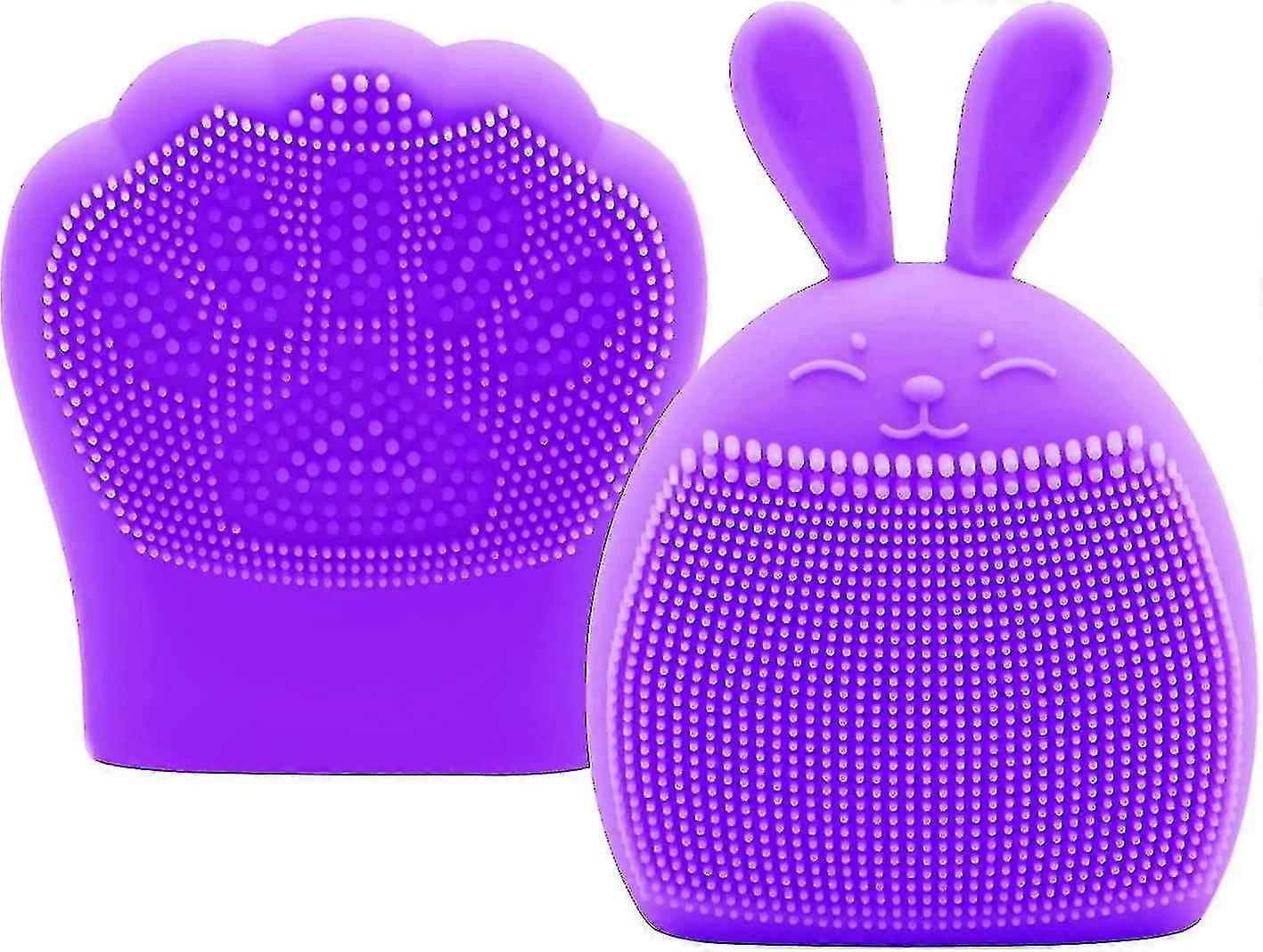 شكل أرنب سيليكون حمام فرشاة دليل تنظيف الوجه أداة تدليك (وردي) 2 قطعة