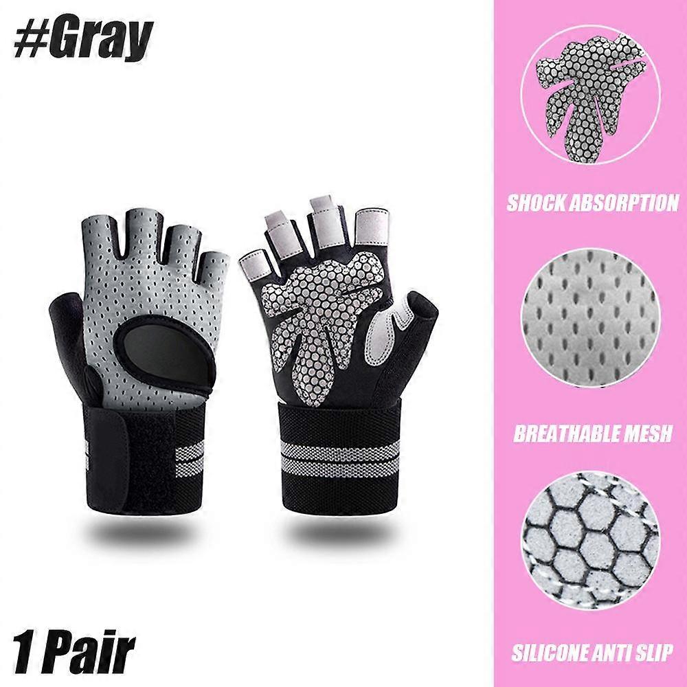 1Pair Weight Lifting Gloves Breathable Workout Gloves with Wrist Support for Gym, Exercise, Pull Ups, Full Palm Protection