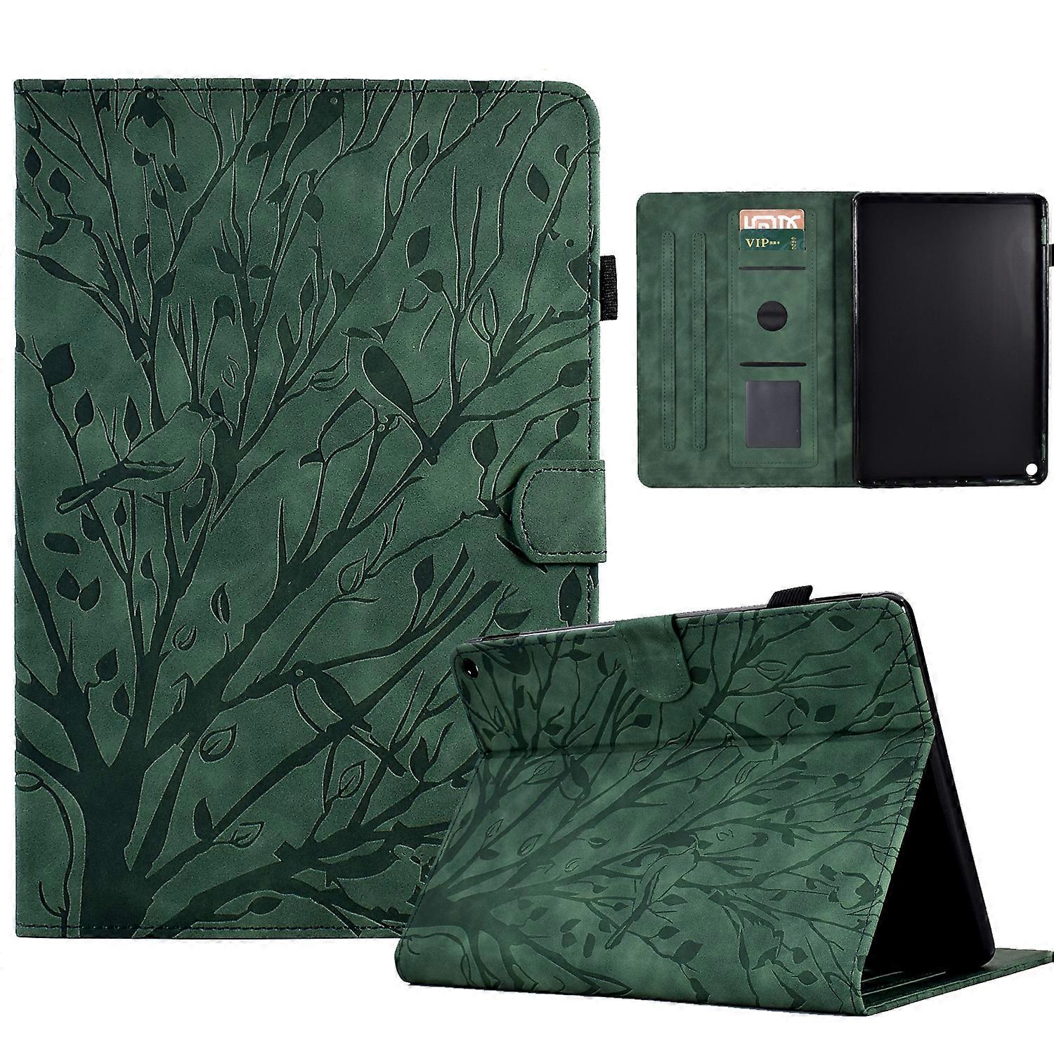 For Amazon Fire HD 10 Plus / HD 10 2021 Fortune Tree Pressure Flower PU Tablet Case with Wake-up / Sleep Function