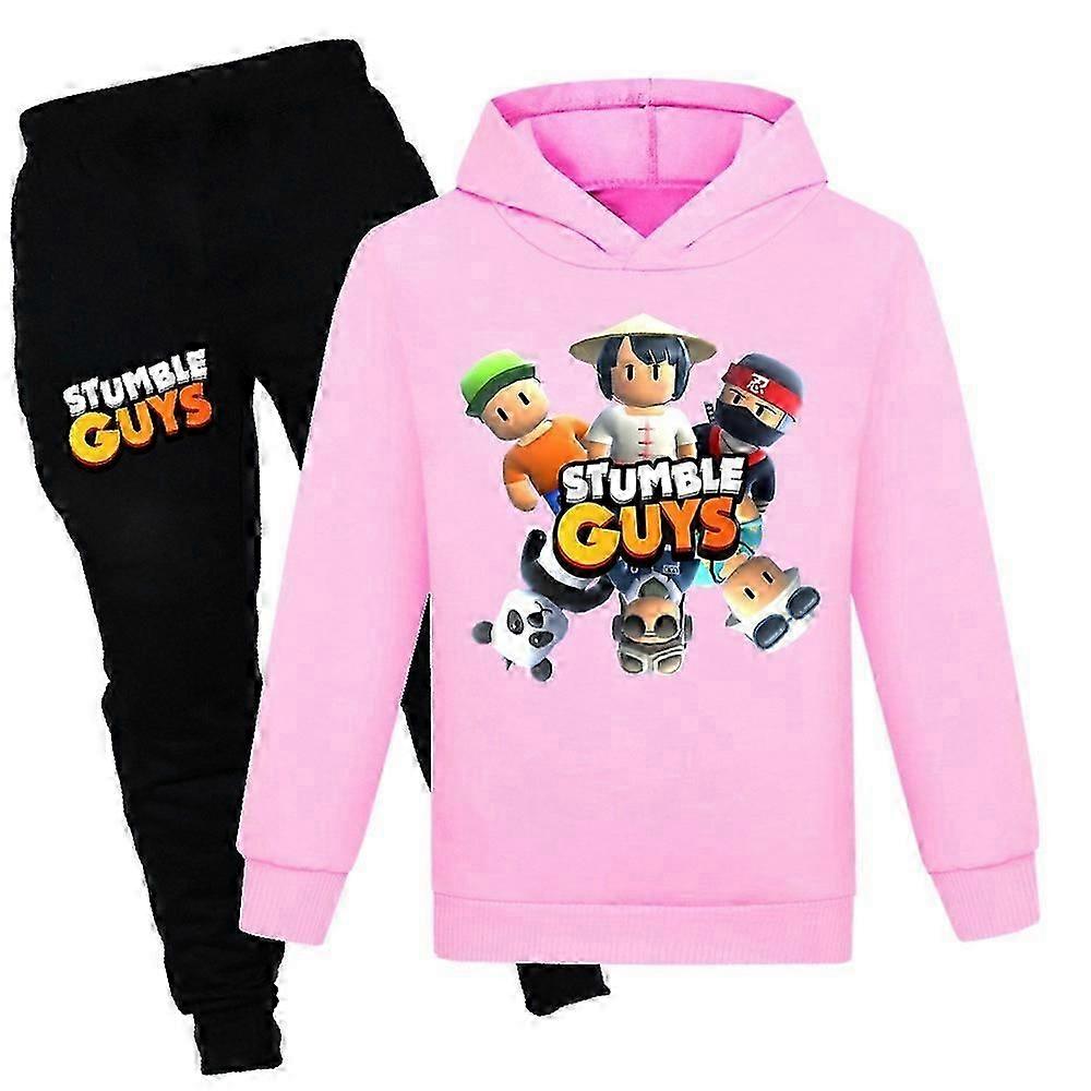 Conjunto de agasalho com estampa Stumble Guys para crianças com capuz Moletom com capuz Hoodies Joggers Calças Calças Roupas esportivas