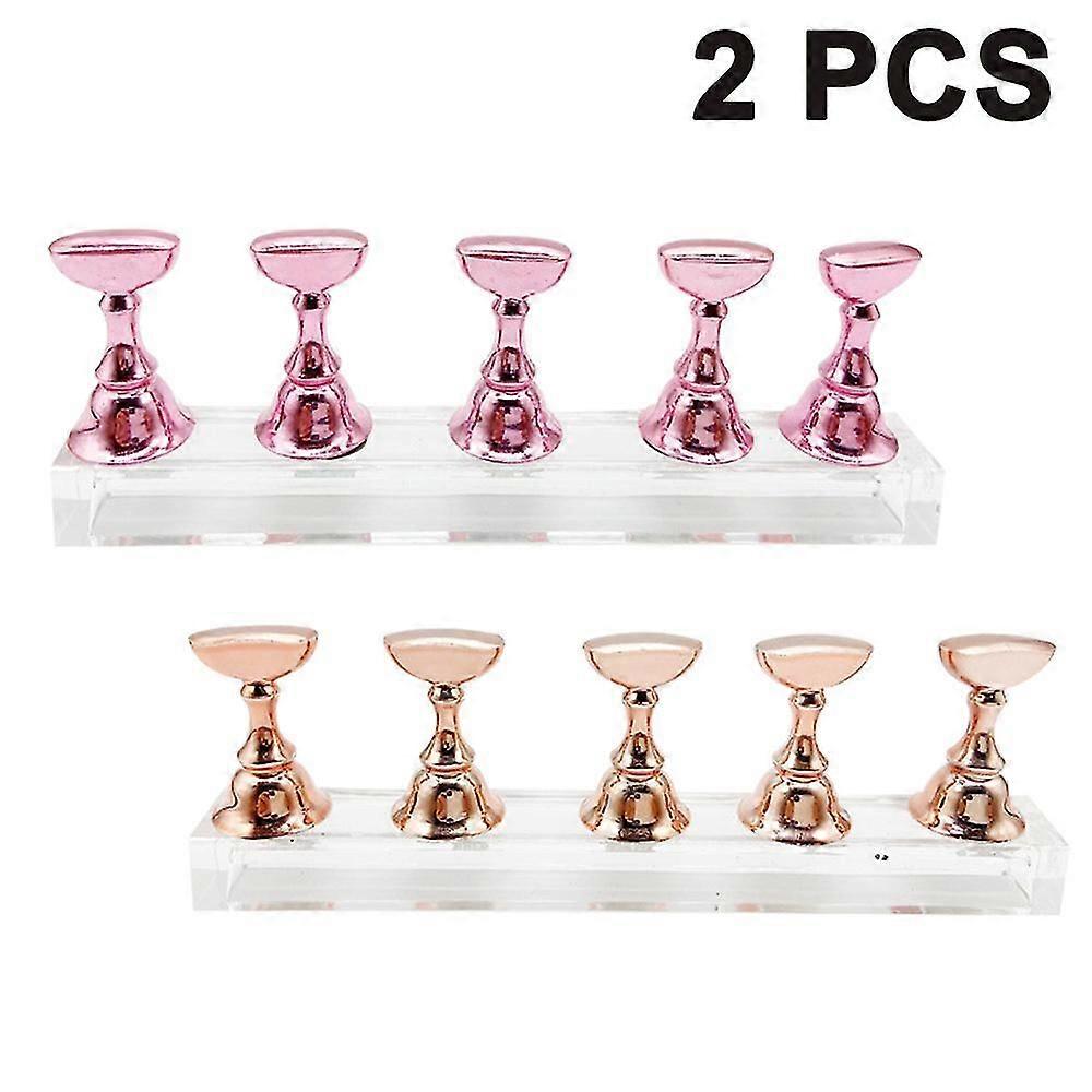2 Set Acrylic Nail Art Practice Stands Magnetic Nail Tips Holders