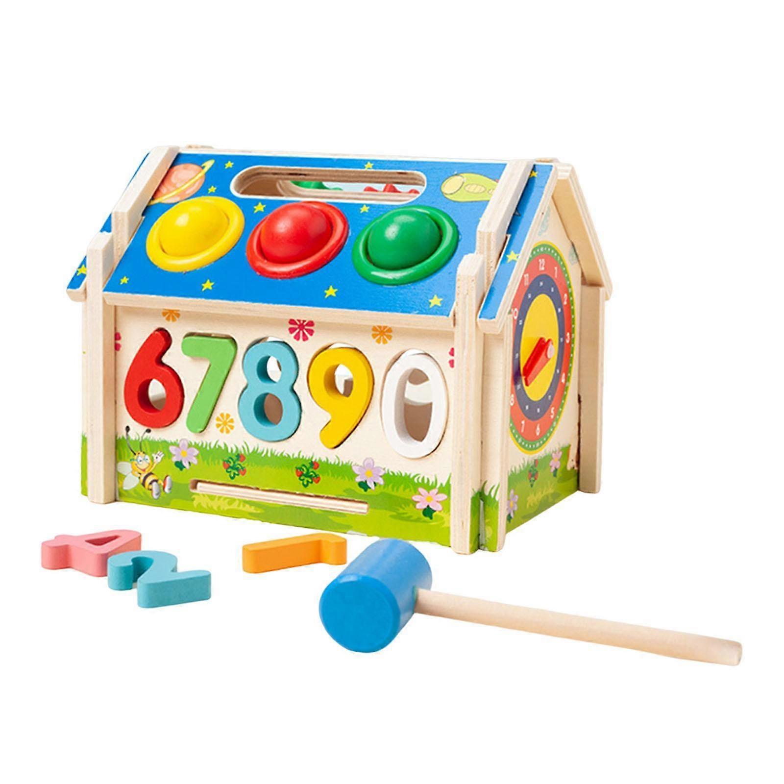 Activity Cube Shape Sorter Box Wood Shape Sorter House Shape Sorting Cube for