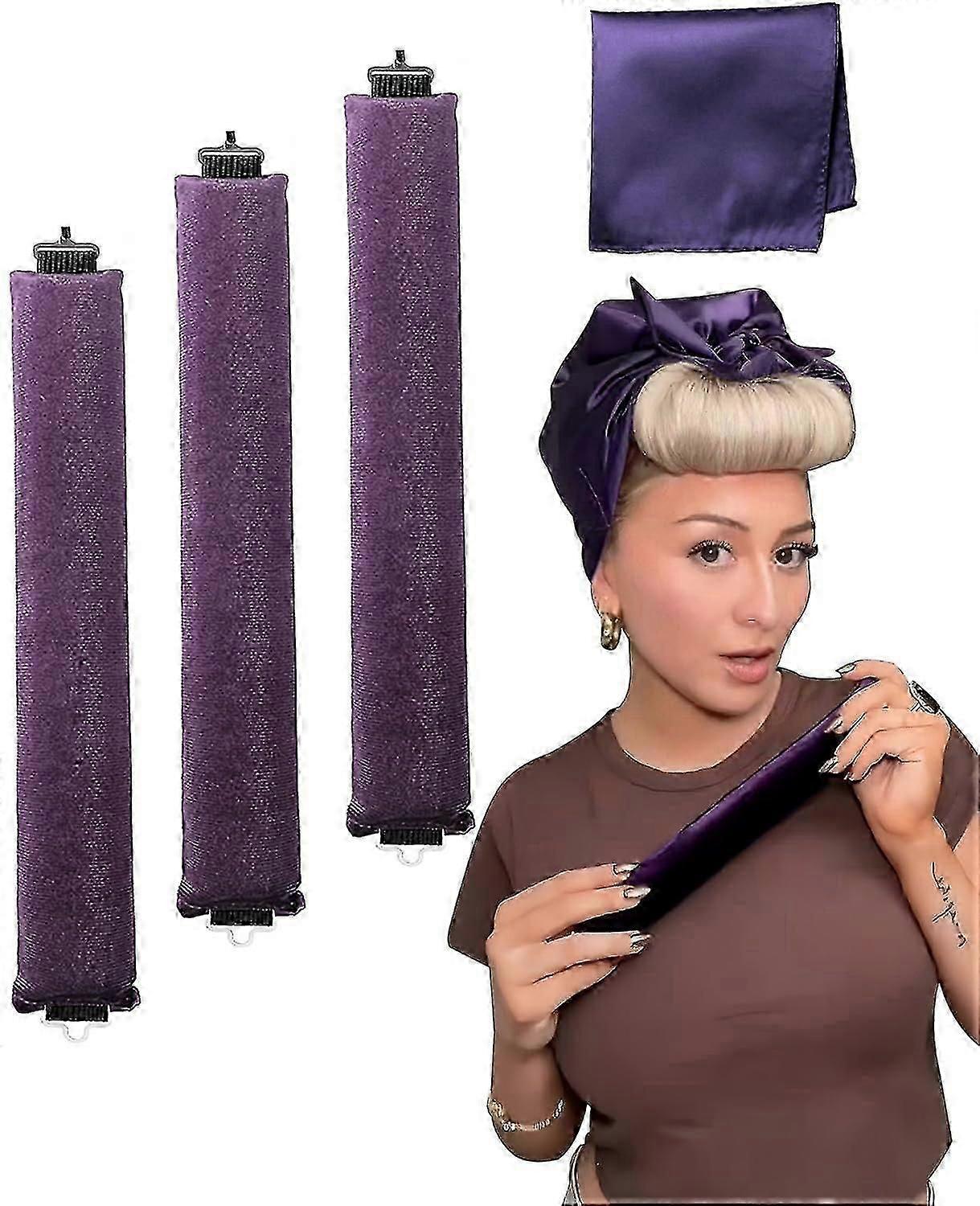 Heatless Curler Overnight Curls Blowout Rods Headband No Curlers Rollers For Short Styling Tools Purple