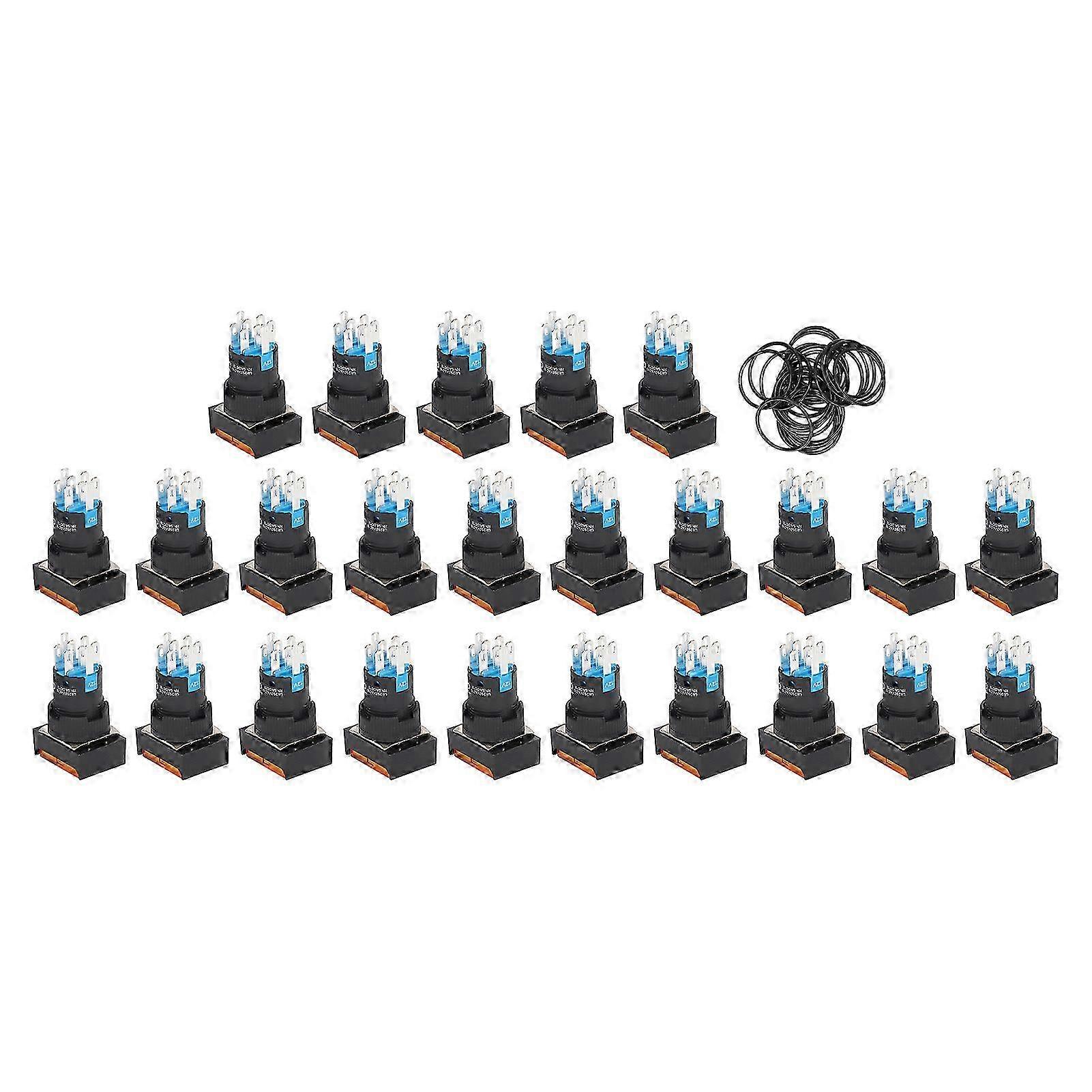 25PCS Button Switch with Control Light Electric Push Switch for Industrial Equipments AC DC 12V