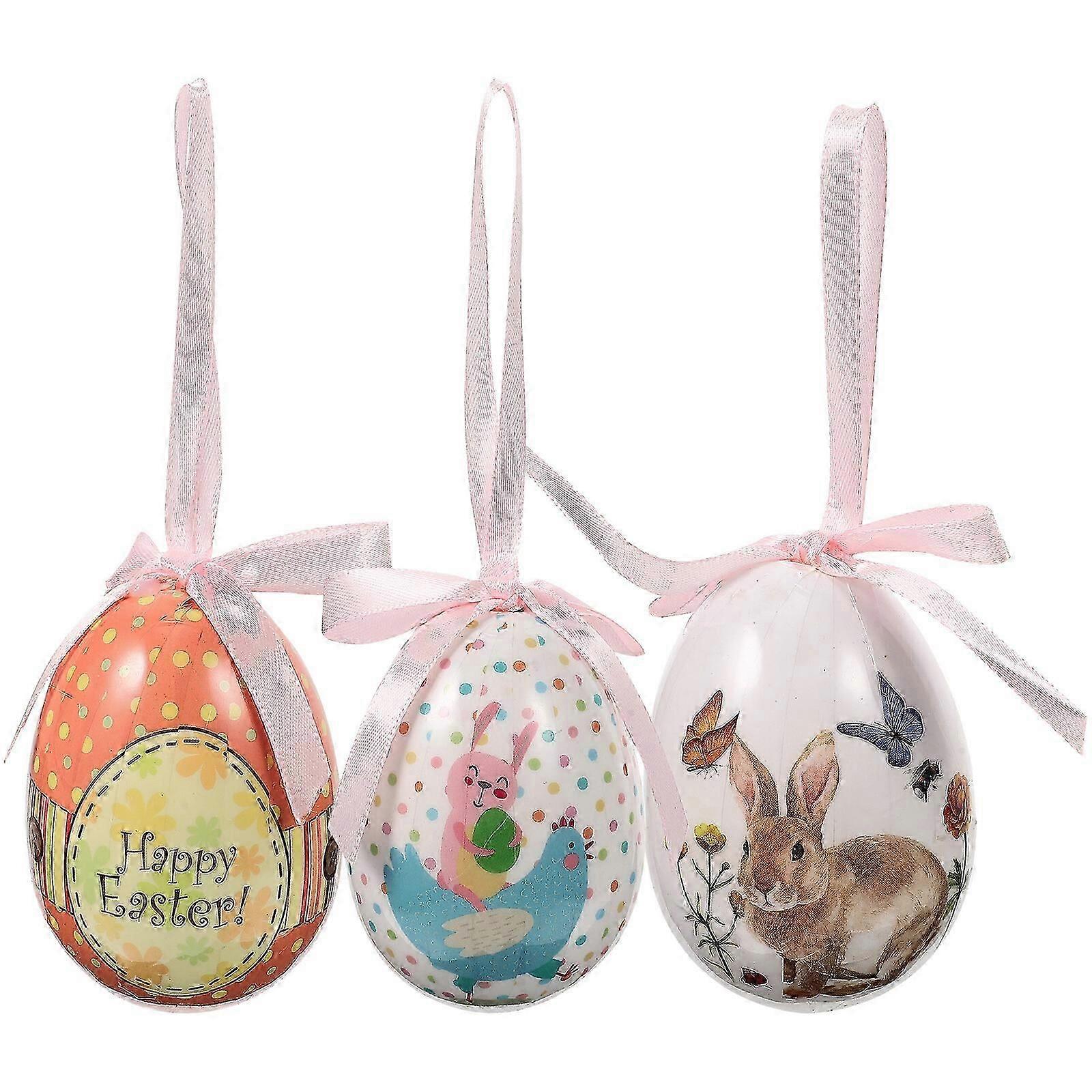 3pcs Easter Egg Hanging Ornaments Easter Hanging Eggs Easter Decorations Colorful Decorative Eggs