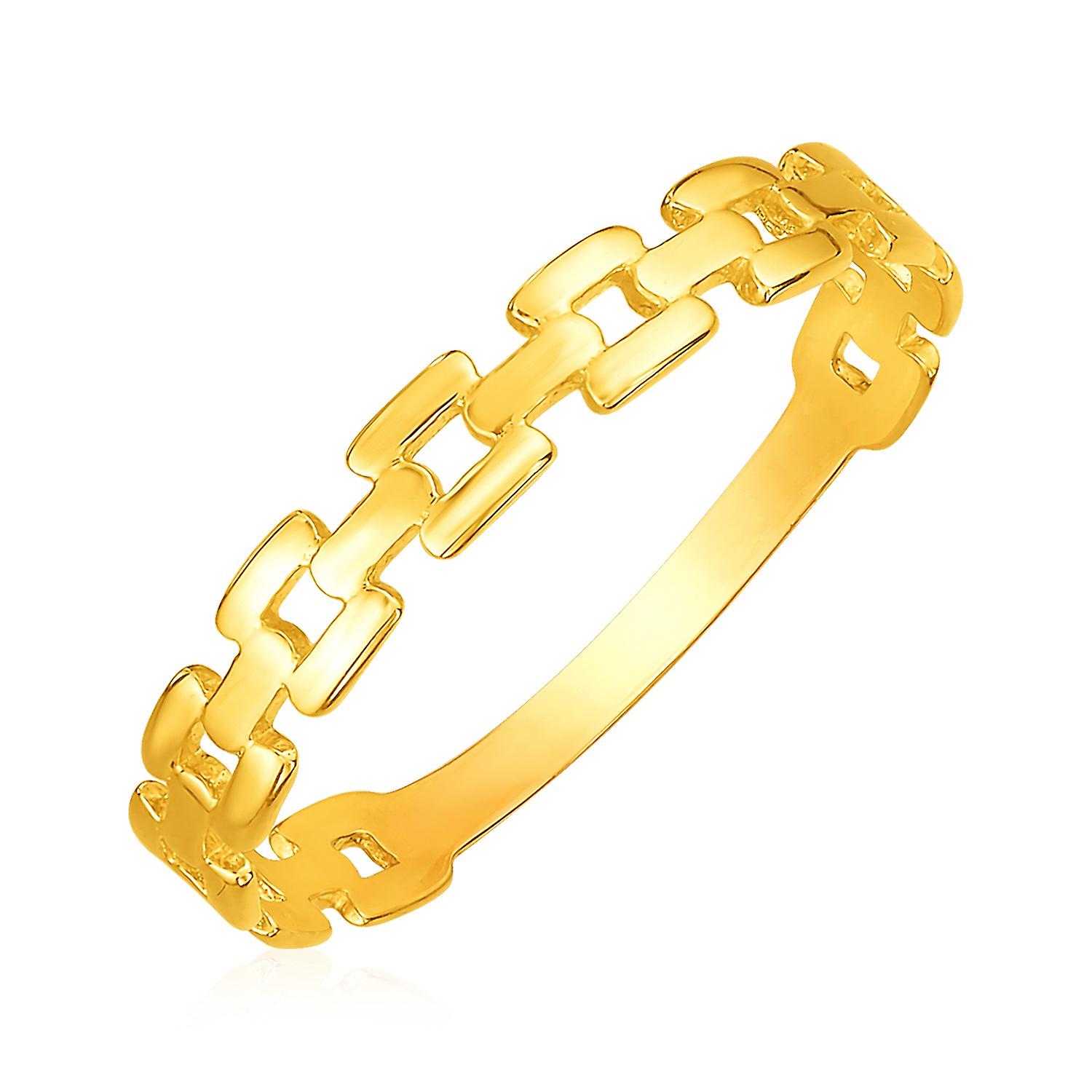 14k Gul Guldkedja Länk Ring