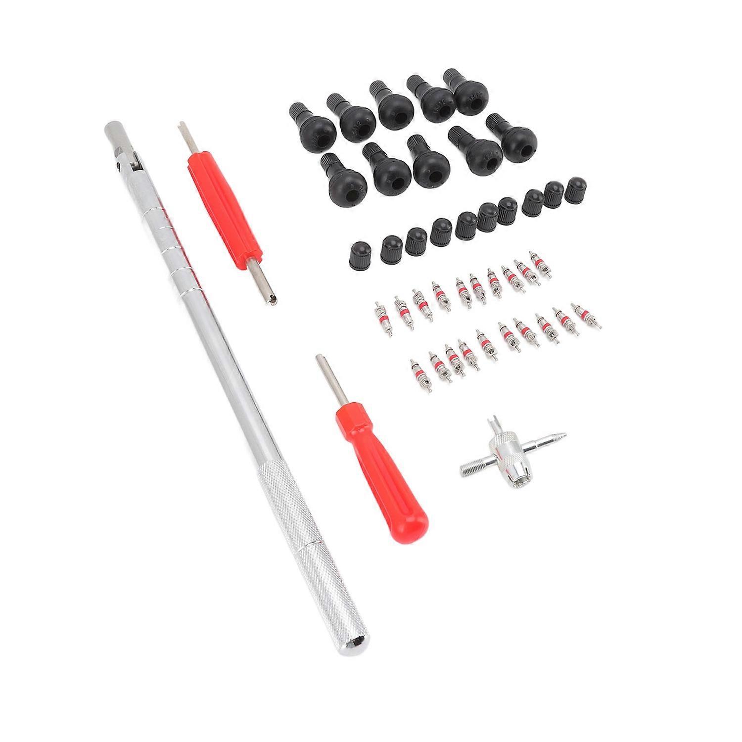 Tire Valve Stem Removal Tool Set Valve Core 4 Way Valve Tool Valve Stem Caps Single Double Heads Val