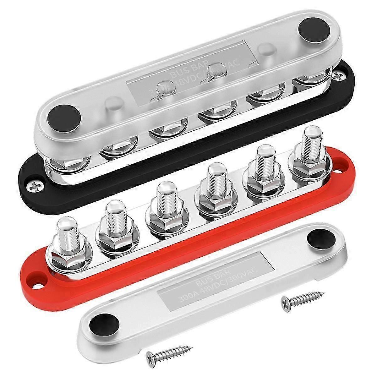300A Automotive Busbar 12V Power Distribution Block M10 Terminal 48V DC Automotive and Marine Positive Grounding Bus js