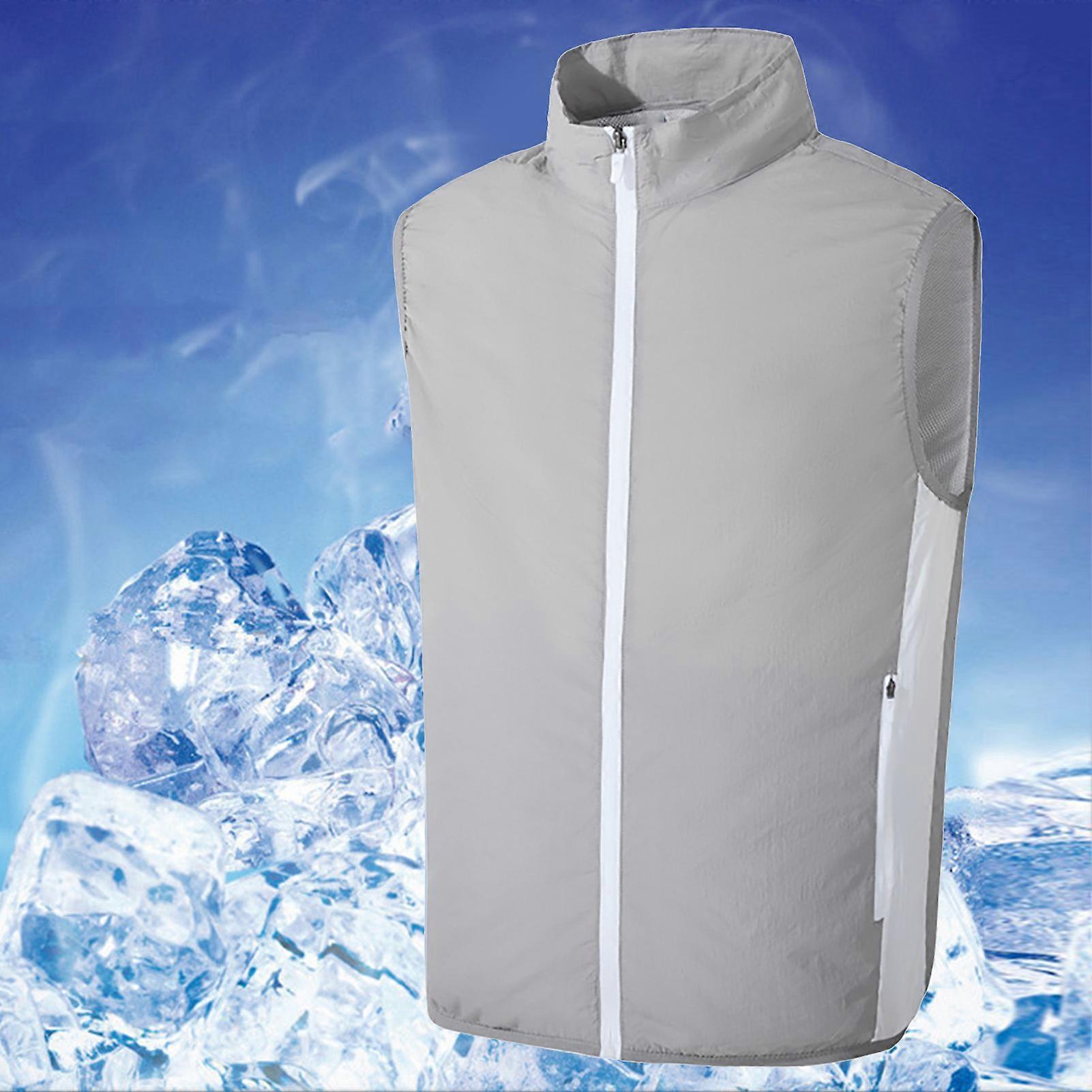 Air Conditioned Clothes 3 Wind Speed Breathable High Power Cooling Vest with Fan for Men Summer Gray XL