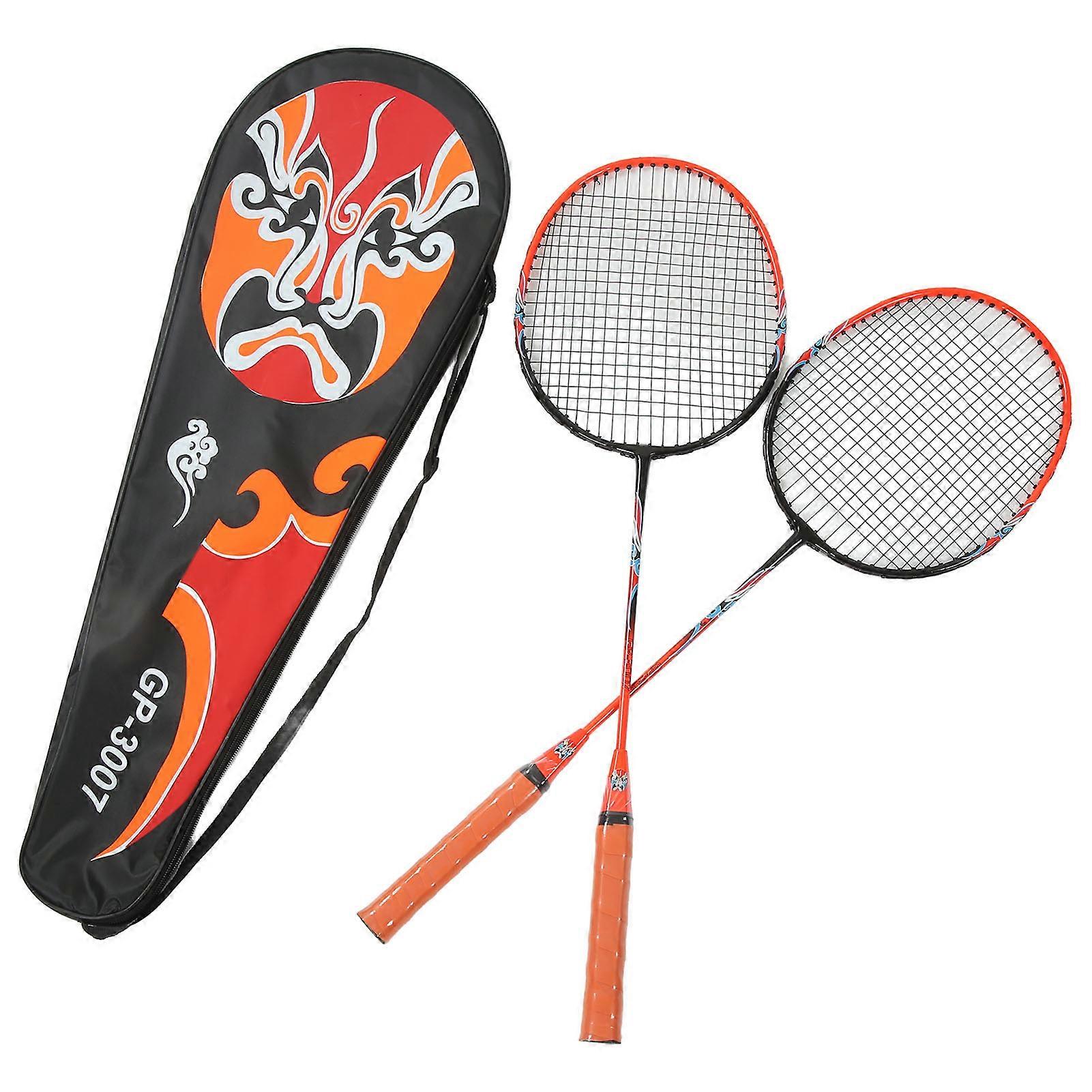 2 Player Badminton Racket Set Ferroalloy Integrated for Beginner Amateur Primary Training