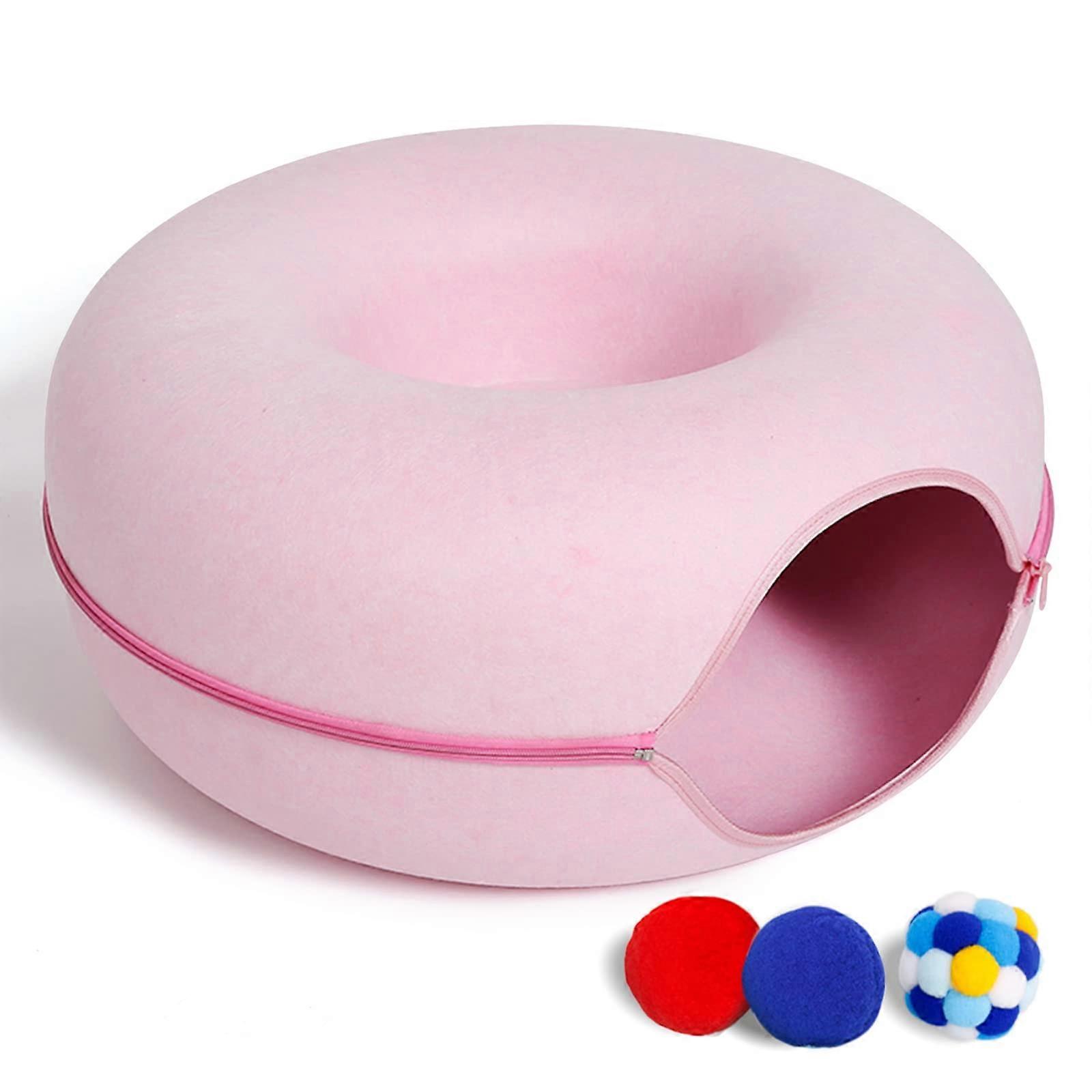 Large L-Size Scratch Resistant Donut Cat Tunnel Bed 24x24x11 for Indoor Cats Soft Cozy and Durable Design