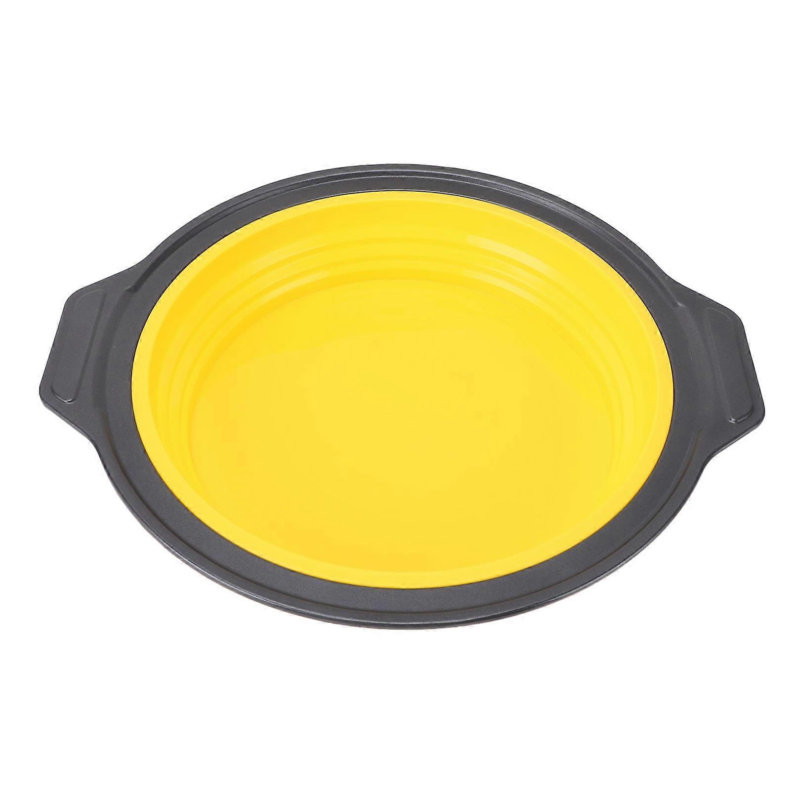 Silicone Round Cake Pan Foldable Quick Release for Layer Cake, Cheesecake, Chiffon Cake, Yellow