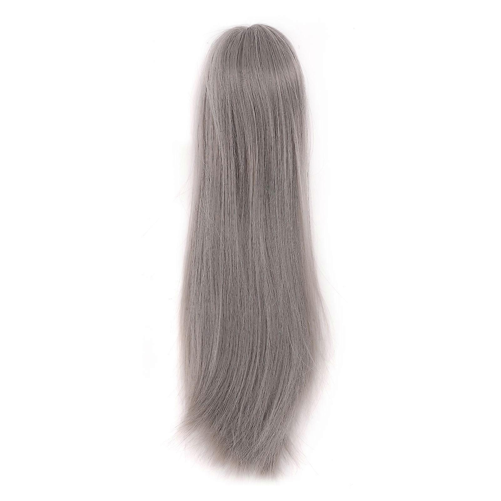 1/4 Doll Wig for 7-8 Inch Doll, Long Straight Soft High Temperature Silk Wig, DIY Style, for Collection, Gray