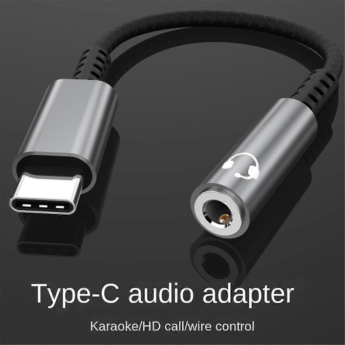 USB Type C to 3.5mm Earphone Jack Digital Audio Adapter Black