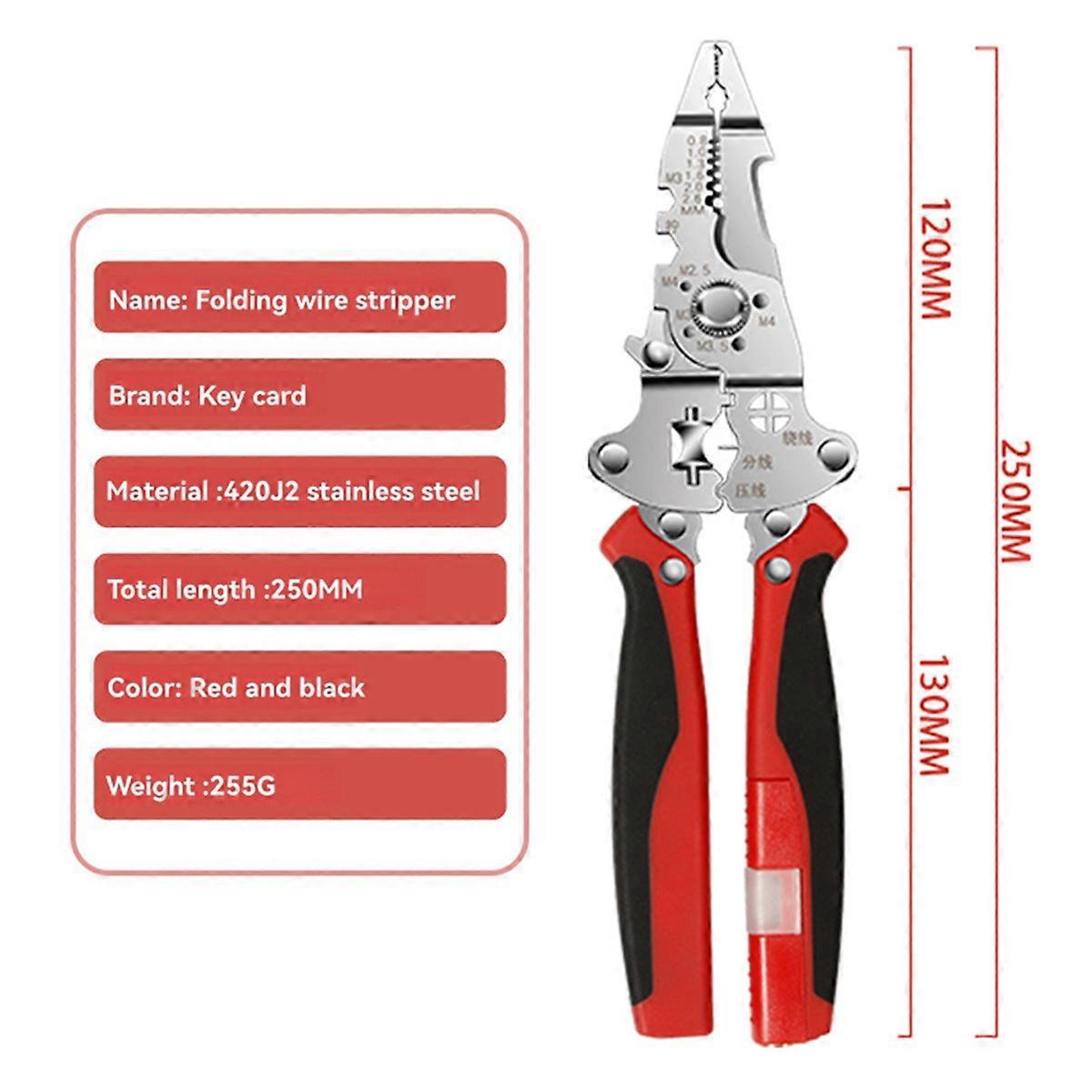 Foldable New Wire Stripper with Test Pencil Professional Cutting and Pulling Wires Multifunctional Wire Stripper