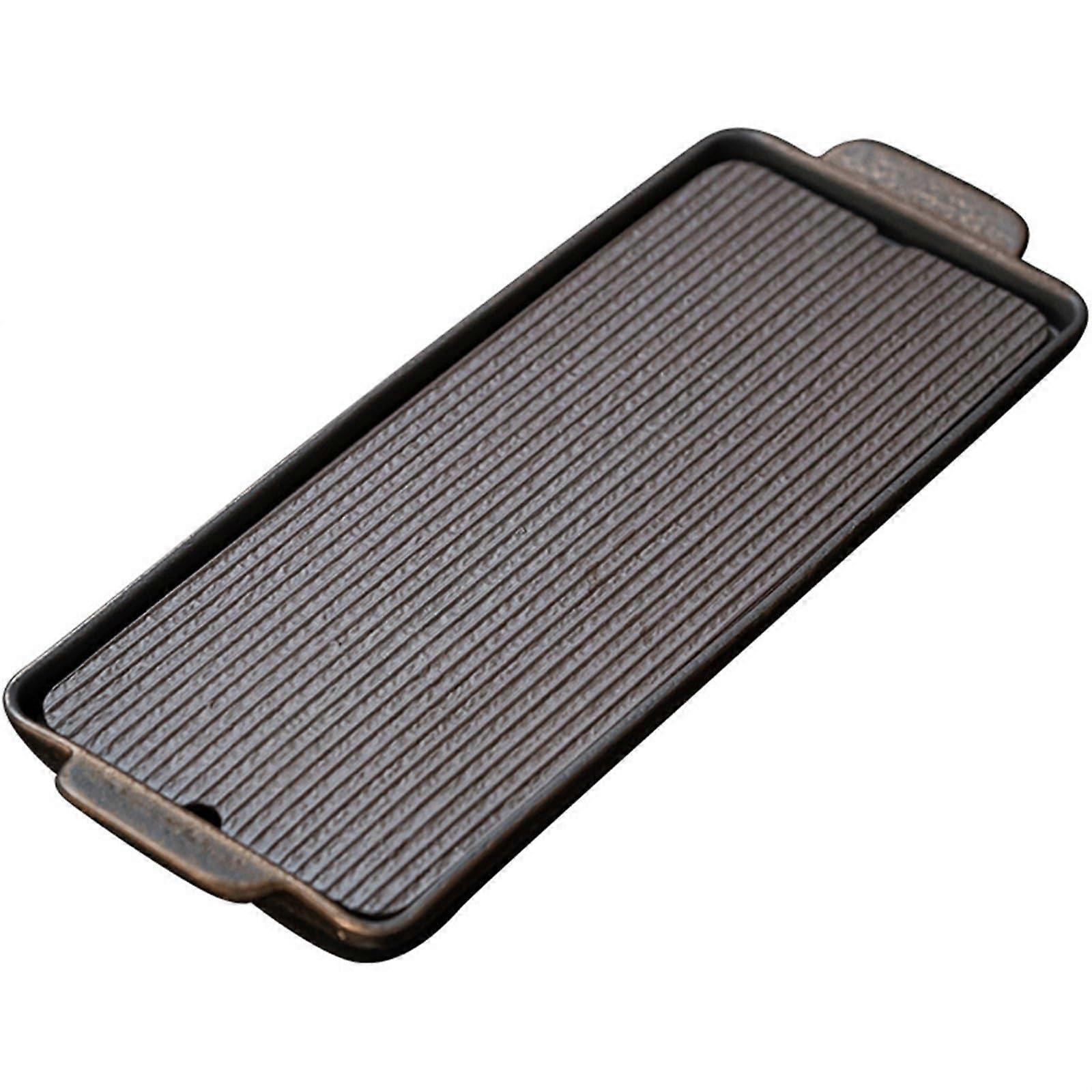 Rough Pottery Tea Tray Double Water Storage Dry Tray for Kung Fu Tea Sets Chinese Office Use Small Tea Table